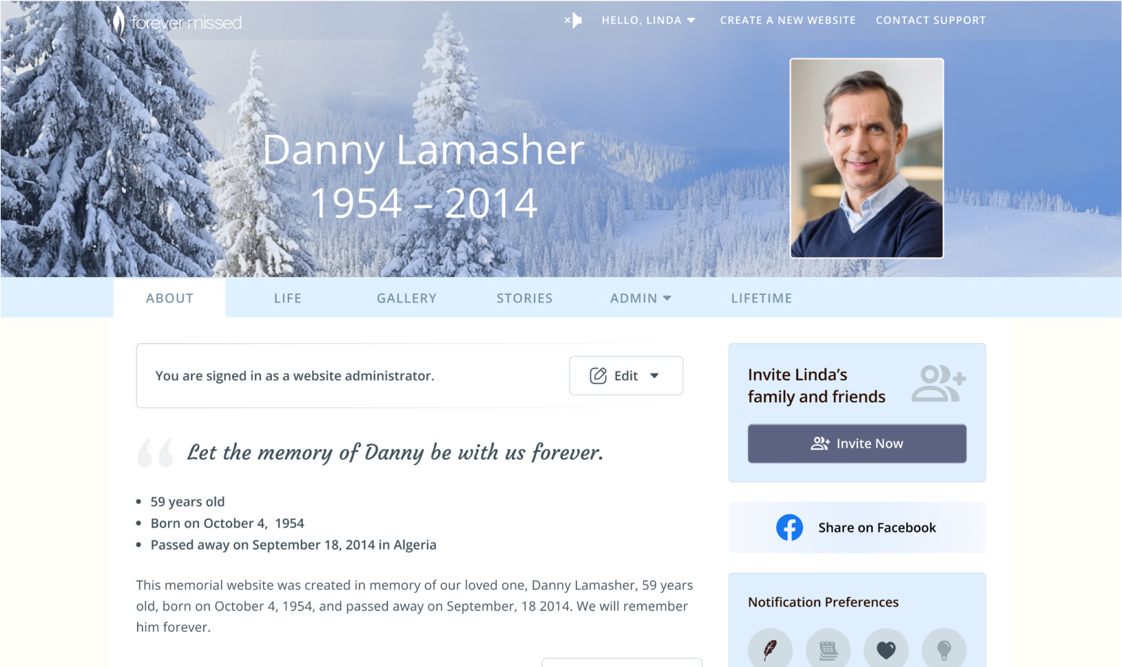 winter memorial theme